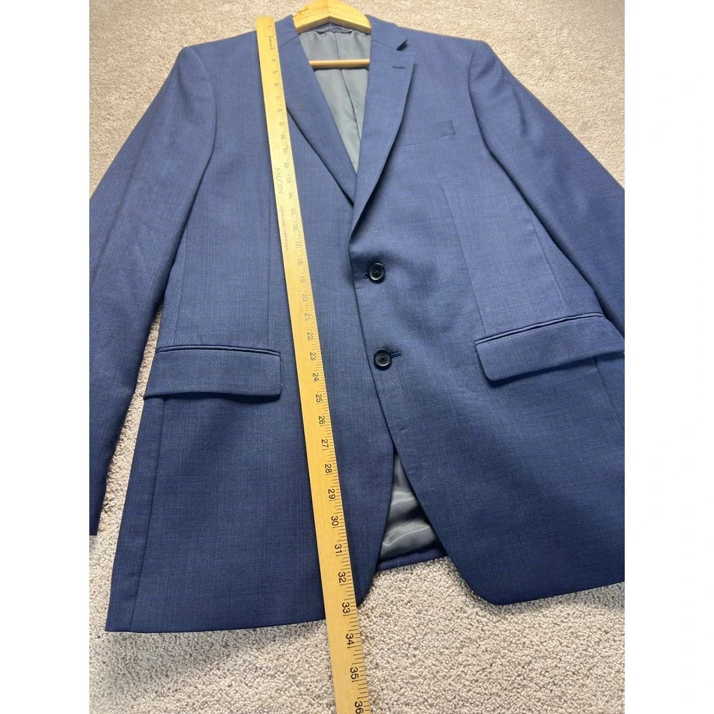 Claiborne Navy Blue Wool Blend Suit Jacket Blazer Sports Coat Two Button Men 40L